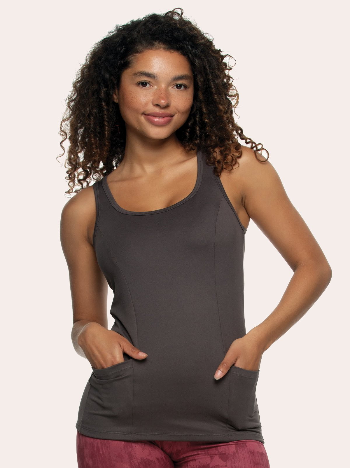 Athletic Tank Top with Pockets - Charcoal | Felina Sale|Loungewear