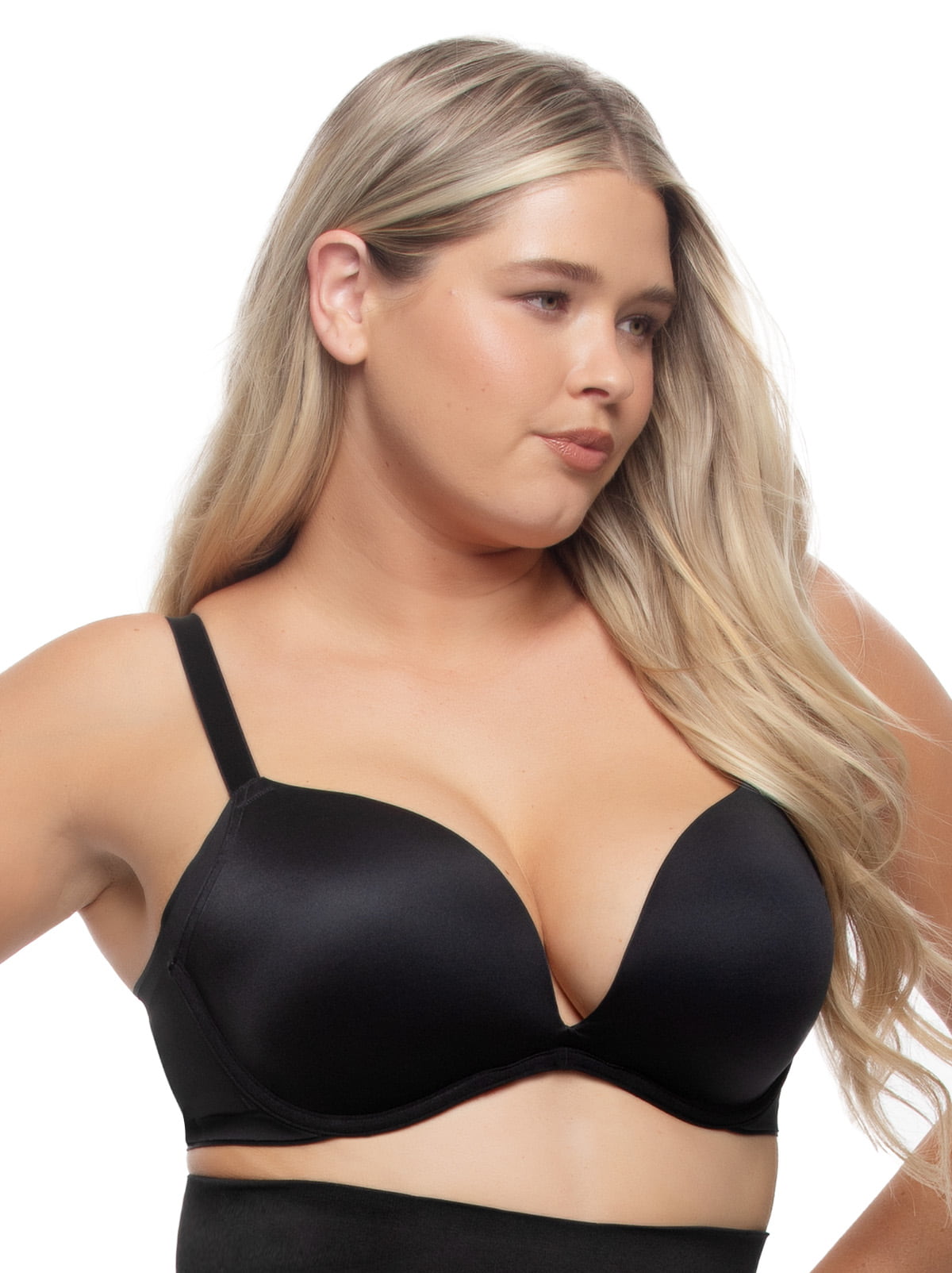 Moxie Seamless Side Smoothing Push Up Bra - Black | Felina Bras|Sleepwear