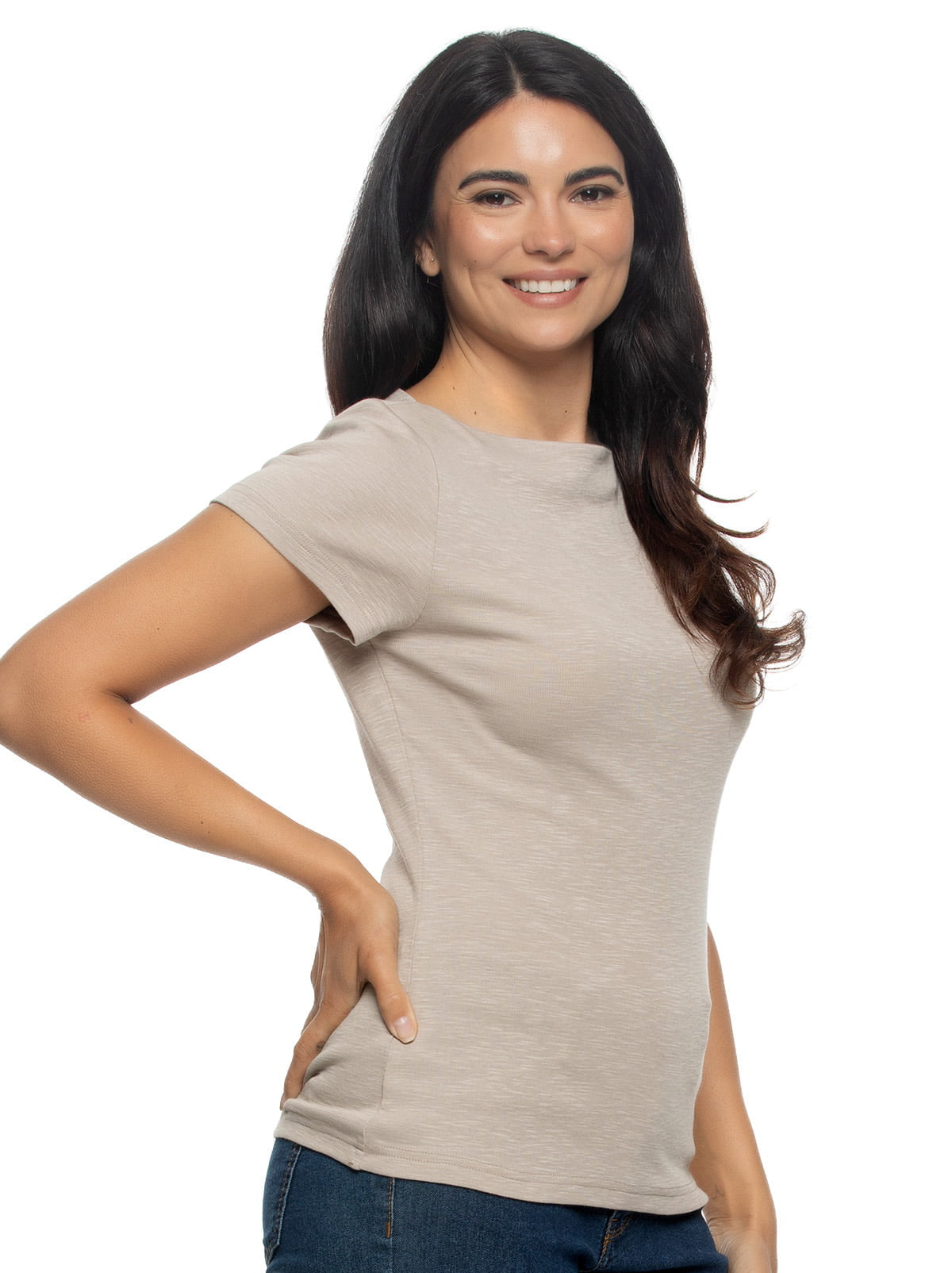 Slub Jersey Boatneck T-Shirt - Oatmeal | Felina Loungewear