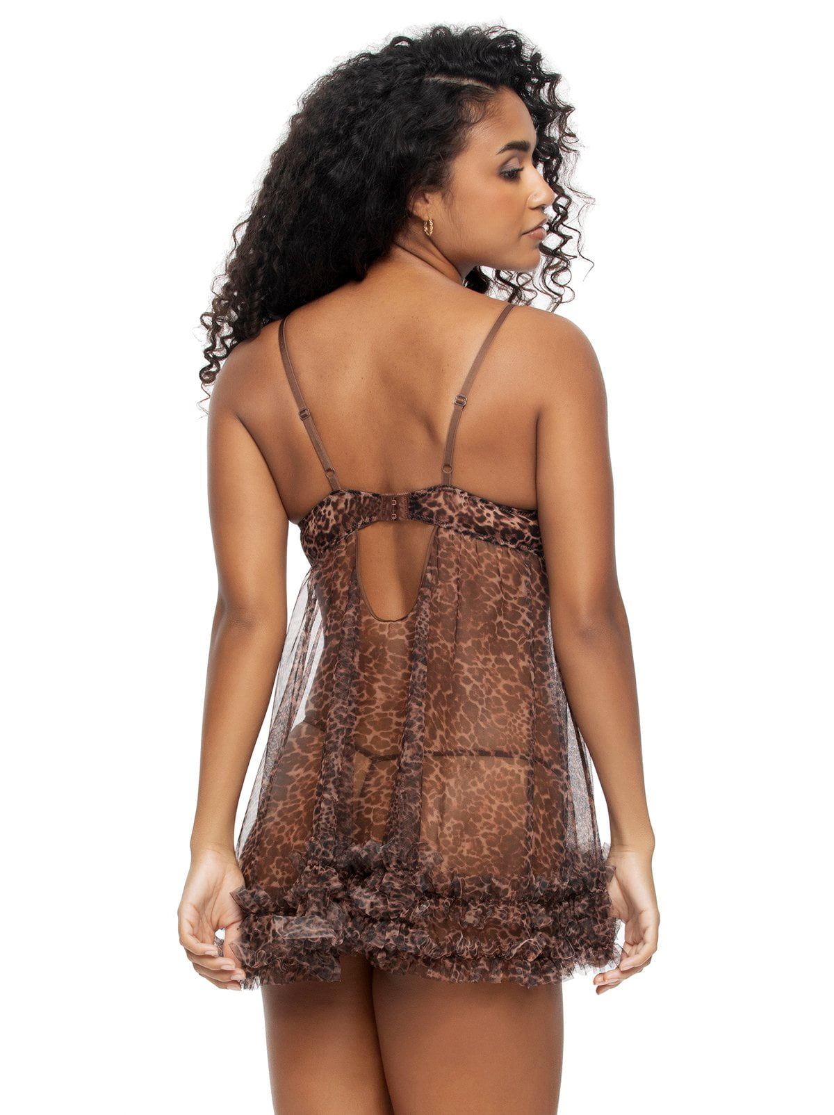 Jezebel by Felina Veil Luxe Ruffle Babydoll & G-String Set - Wildcat | Felina Sleepwear