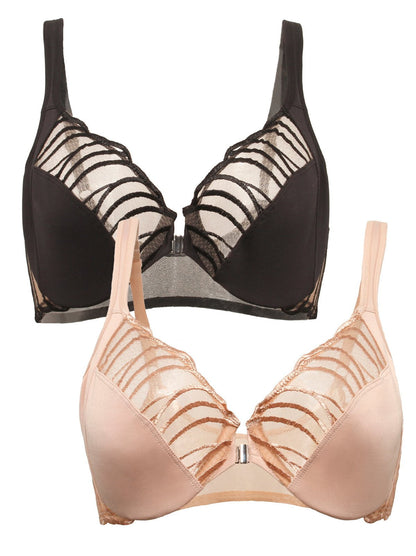 Angie Front Close Minimizer Bra 2-Pack - Black Warm Neutral | Felina Sale|Bras