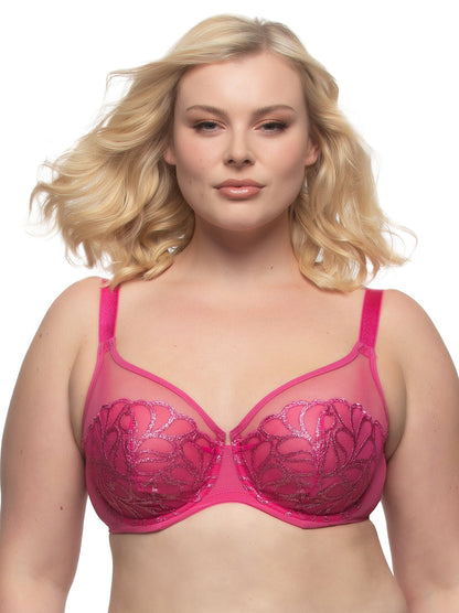 Lotus Embroidered Unlined Bra - Raspberry Pink | Felina Sale|Bras