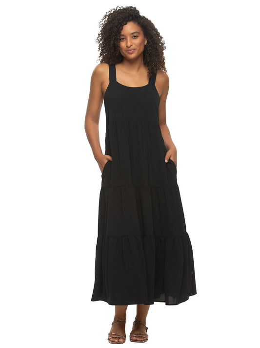 Cruise Tiered Maxi Sundress - Black | Felina Sale