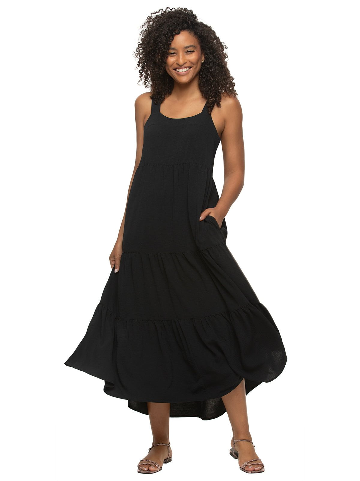 Cruise Tiered Maxi Sundress - Black | Felina Sale