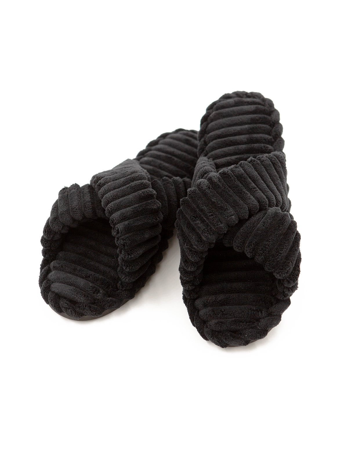Terry Rib Slippers - Black | Felina Sale