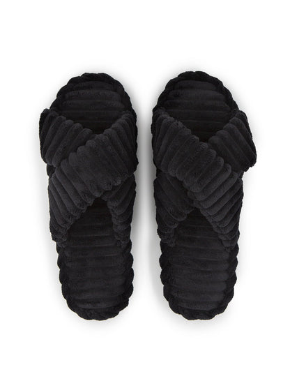 Terry Rib Slippers - Black | Felina Sale