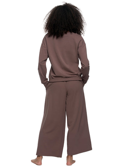 Kimora V-Neck Sweatshirt & Wide Leg Pant - Black | Felina Sale