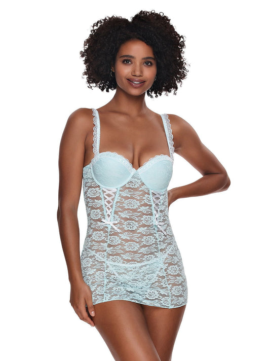Jezebel by Felina Rachel Chemise Push Up Lace Lingerie - Bridal Blue | Felina Sale