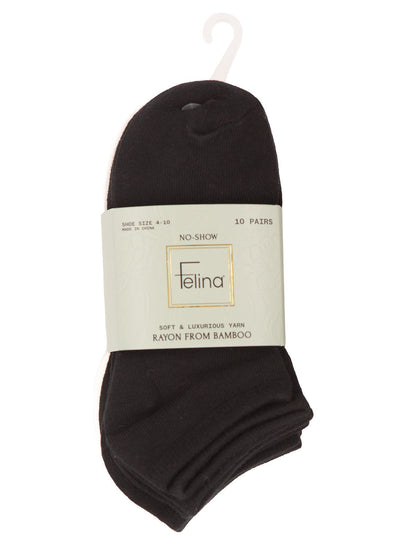 No-Show Bamboo Socks 10-Pack - Black White | Felina Sale