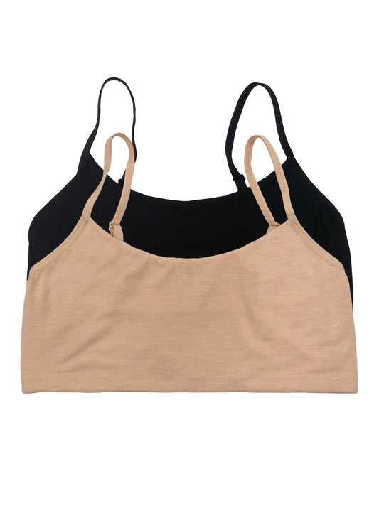 Super Soft Modal Bralette 2-Pack - Black Warm Nude | Felina Bras