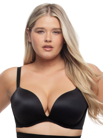 Moxie Seamless Side Smoothing Push Up Bra - Black | Felina Bras|Sleepwear