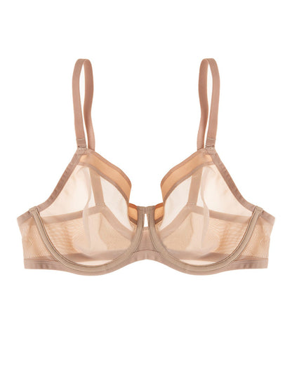 Ethereal Sheer Mesh Unlined Underwire Bra - Dune | Felina Bras