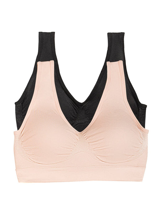 Body Smooth Seamless Wireless Bra 2-Pack - Black Cameo Rose | Felina Bras