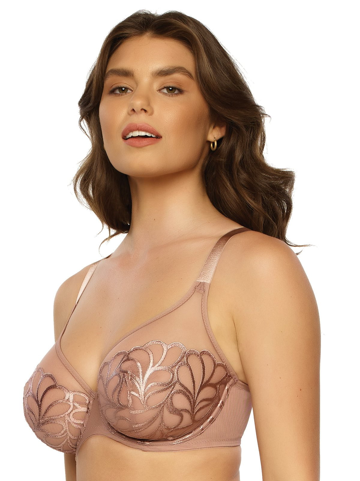 Lotus Embroidered Unlined Bra - Rose Tan | Felina Bras