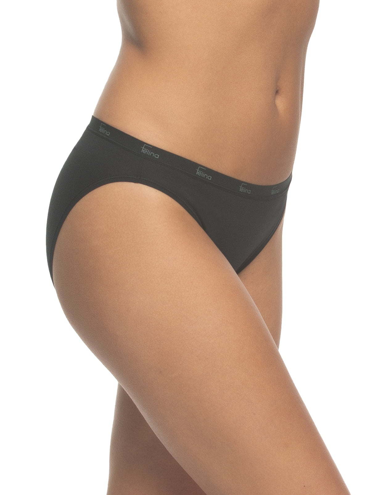 Signature Cotton Stretch Bikini 5-Pack - Black | Felina Panties