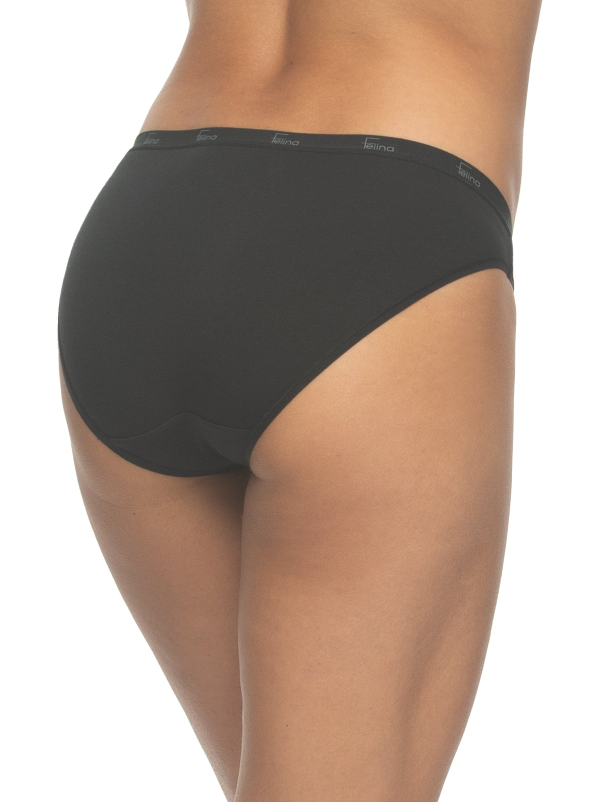 Signature Cotton Stretch Bikini 5-Pack - Black | Felina Panties