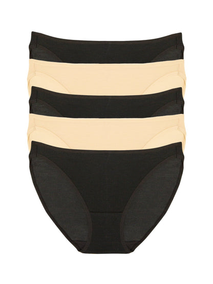 So Smooth Low Rise Bikini 5-Pack - Bare Black | Felina Panties