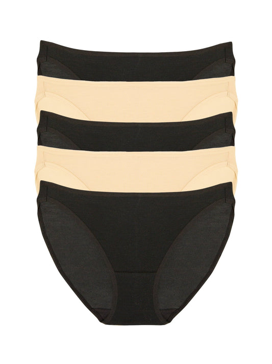 So Smooth Low Rise Bikini 5-Pack - Bare Black | Felina Panties