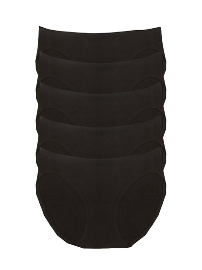 No Show Stretch Bikini 5-Pack - Black | Felina Panties