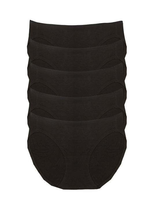 No Show Stretch Bikini 5-Pack - Black | Felina Panties
