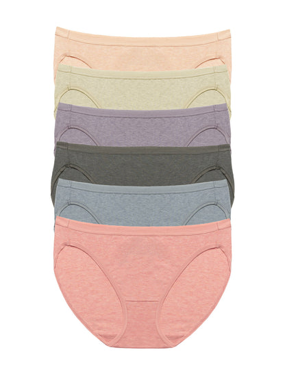 Organic Cotton Stretch Bikini 6-Pack - Sandalwood | Felina Panties