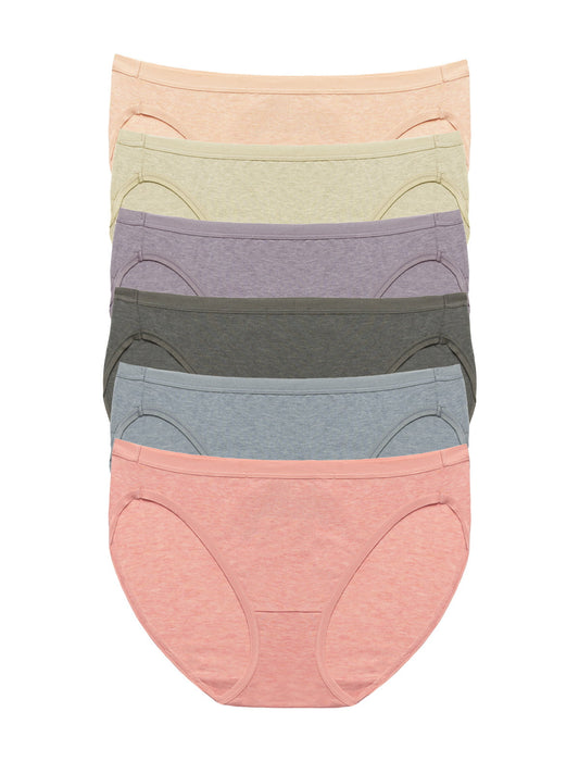 Organic Cotton Stretch Bikini 6-Pack - Sandalwood | Felina Panties