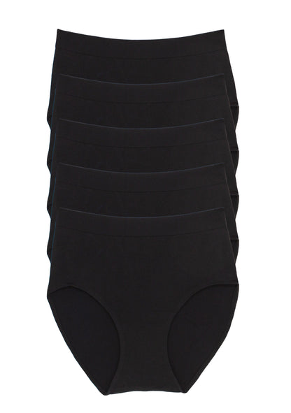 Body Smooth Seamless Brief 5-Pack - Black | Felina Panties