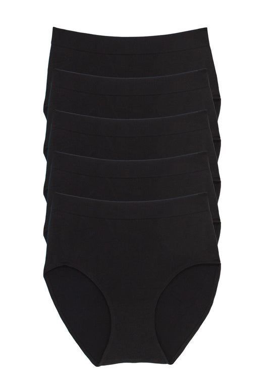 Body Smooth Seamless Brief 5-Pack - Black | Felina Panties