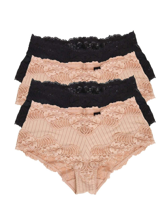 Stripe Delight Hipster 4-Pack - Black Fawn Combo | Felina Panties
