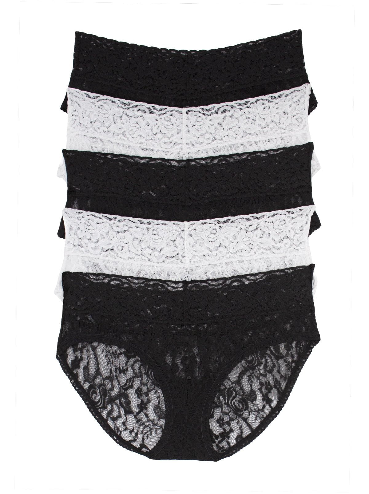 Signature Stretch Lace Low Rise Hipster 5-Pack - Black White | Felina Panties|Sleepwear