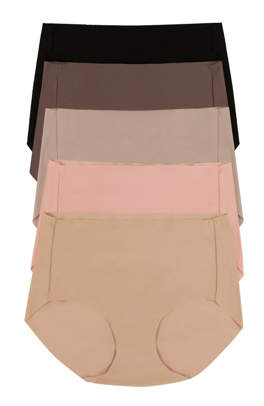 No Show Elastic Free Hipster 5-Pack - Cafe Neutrals | Felina Panties