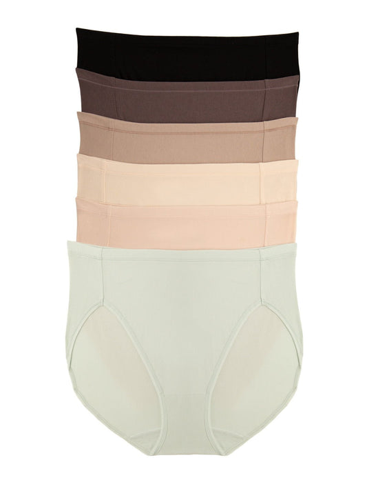 The Perfect Panty Super Stretchy Cotton Hi-Cut Brief 6-Pack - Cool Neutrals | Felina Panties