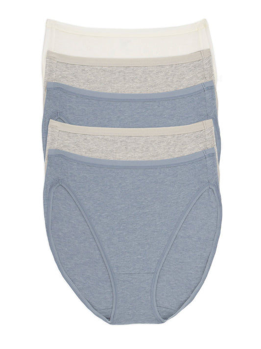 Organic Cotton Stretch Hi-Cut Panty 5-Pack - Ocean Breeze | Felina Panties