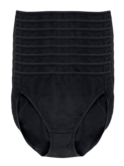 Cotton Modal Stretch Full Coverage Hi-Cut 8-Pack - Black | Felina Panties