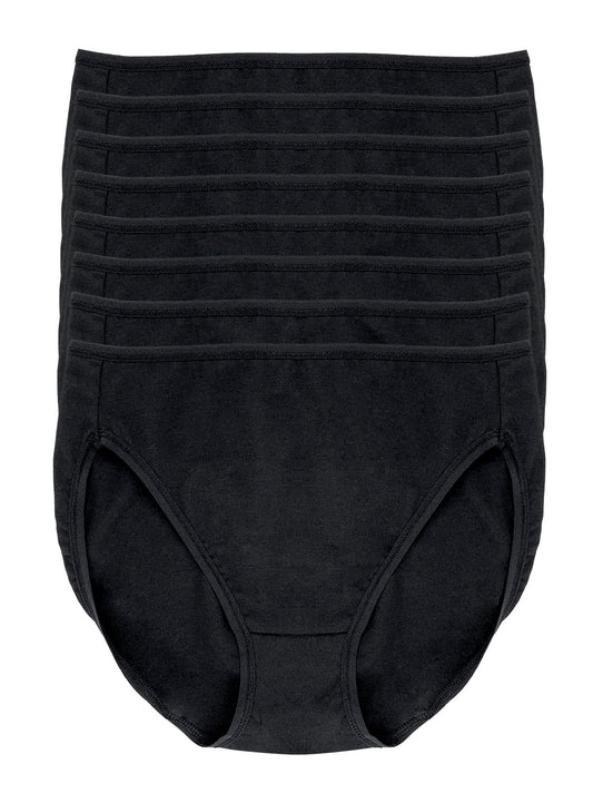 Cotton Modal Stretch Full Coverage Hi-Cut 8-Pack - Black | Felina Panties