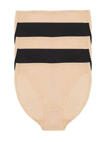 So Smooth Modal Hi-Cut Panty 5-Pack - Black Bare | Felina Panties