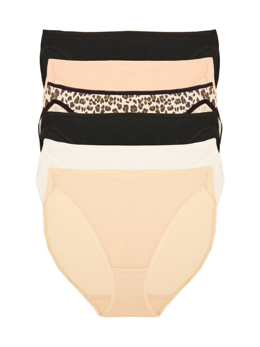 So Smooth Modal Hi Cut Panty 6-Pack - Animal Basics | Felina Panties