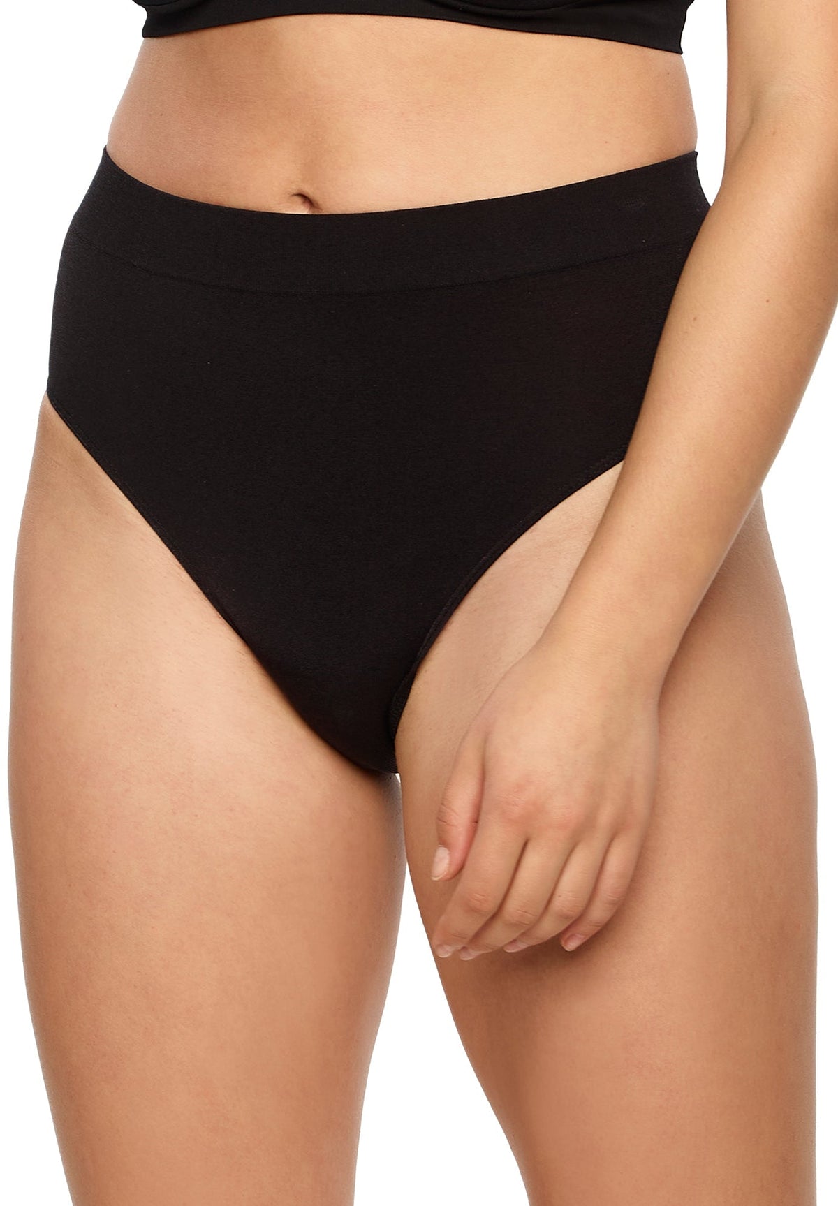 Body Smooth Hi-Cut Seamless Brief - Black | Felina Panties|Sleepwear