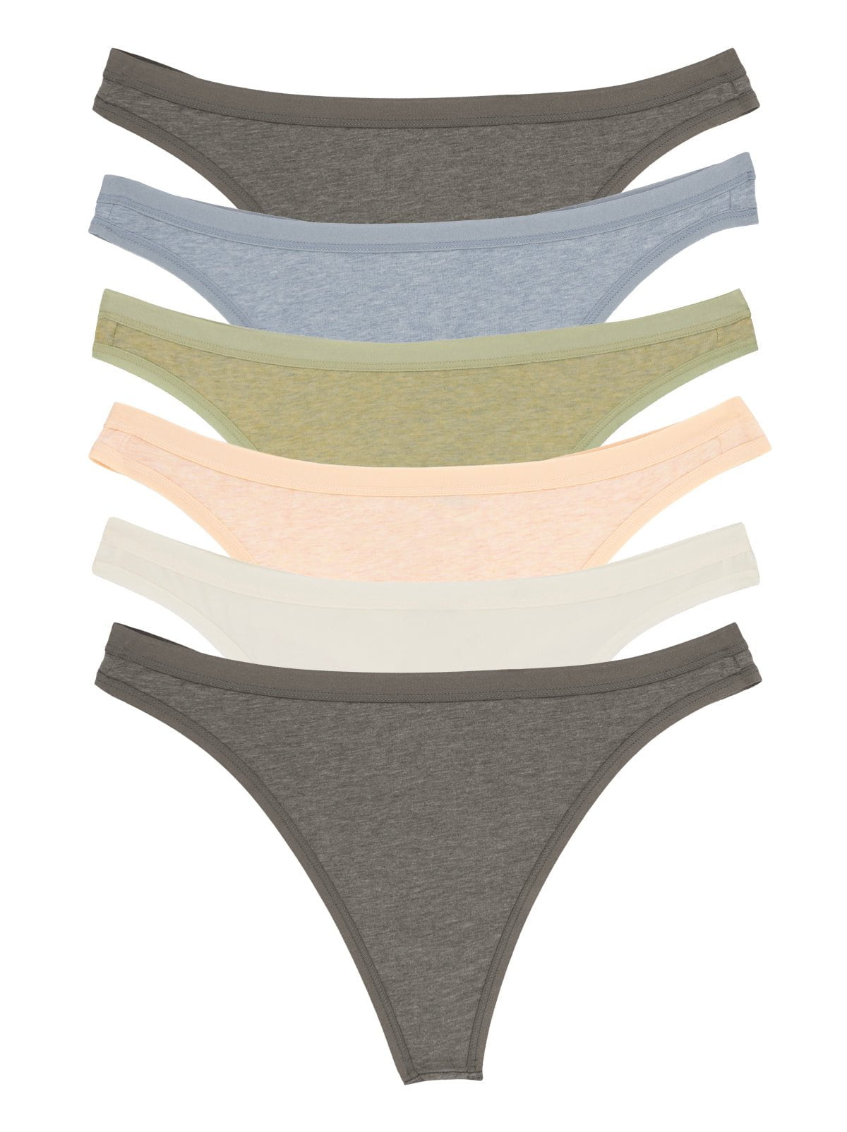 Organic Cotton Stretch Thong 6-Pack - Birchwood | Felina Panties