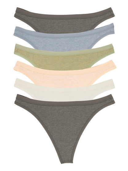 Organic Cotton Stretch Thong 6-Pack - Birchwood | Felina Panties