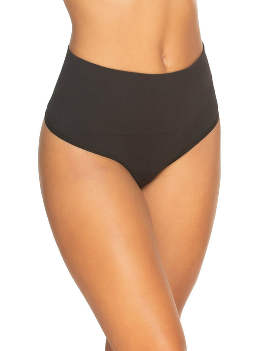 Fusion Waist Shapewear Thong - Black | Felina Panties|Sleepwear