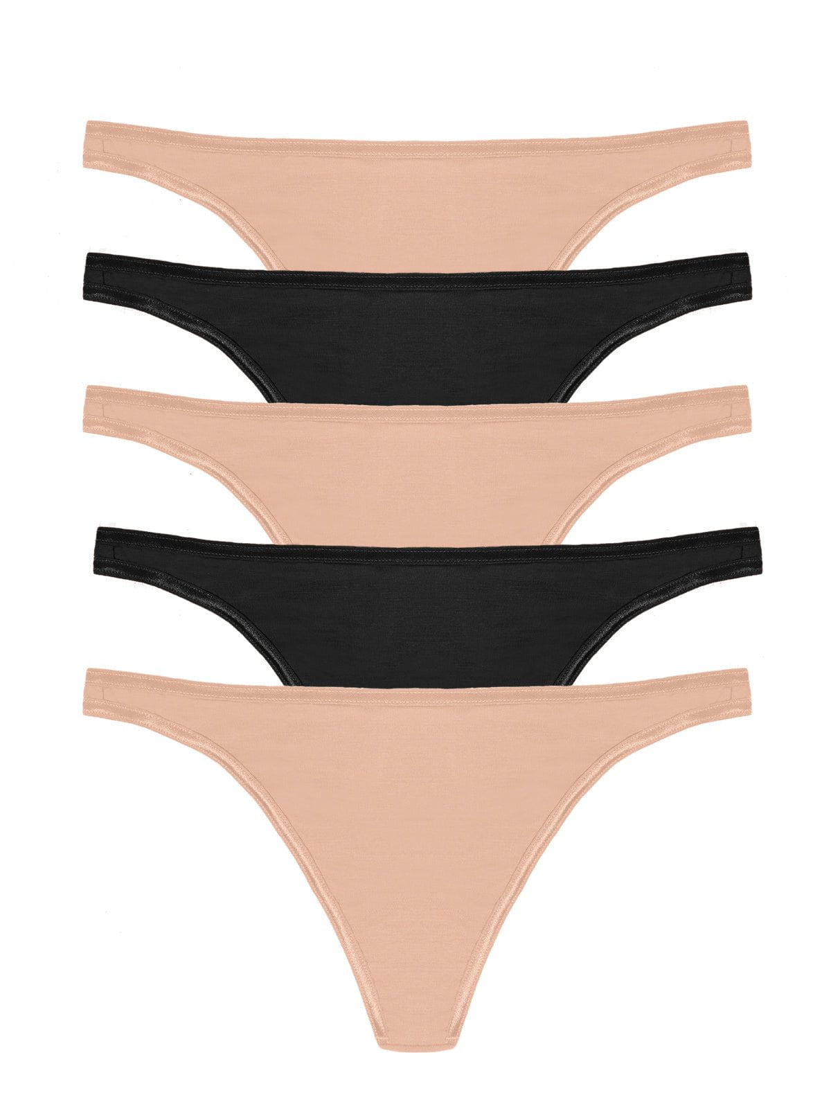 So Smooth Modal Low Rise Thong 5-Pack - Black Fawn | Felina Panties