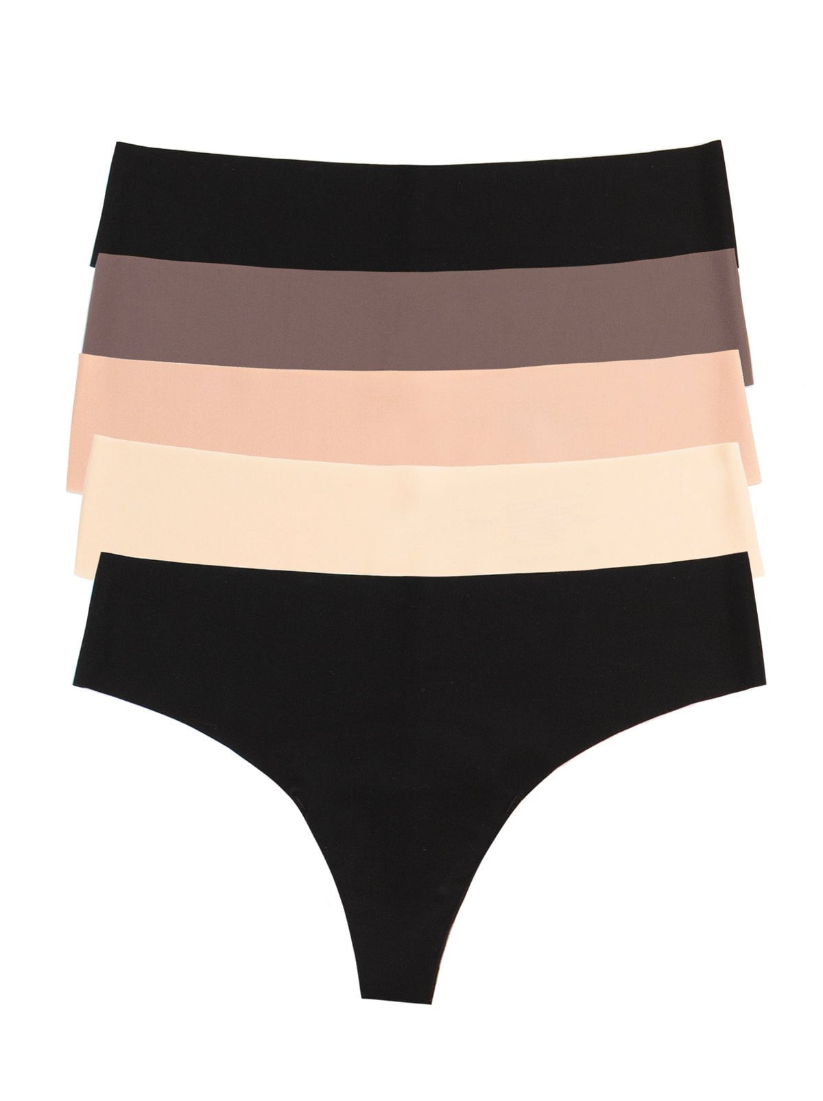 No Show Elastic Free Thong 5-Pack - Chic Neutrals | Felina Panties