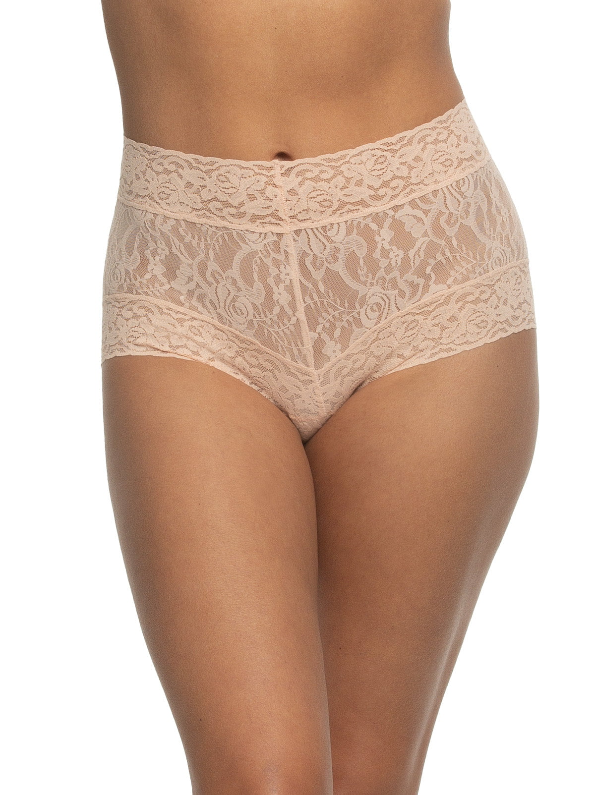 Signature Stretch Lace Hi-Waisted Boyleg Panty - Bare | Felina Panties|Sleepwear