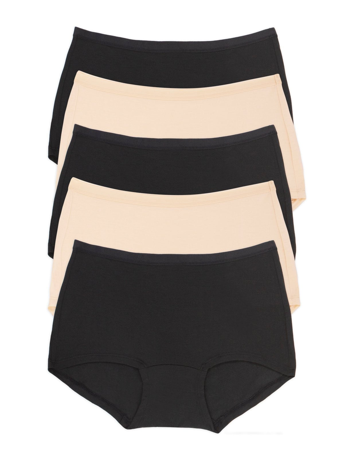 So Smooth Modal Midrise Boyshort 5-Pack - Bare Black | Felina Panties