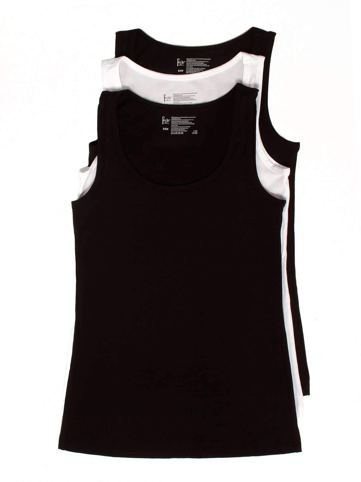 Cotton Modal Stretch Layering Tank Top 3-Pack - Black White | Felina Loungewear