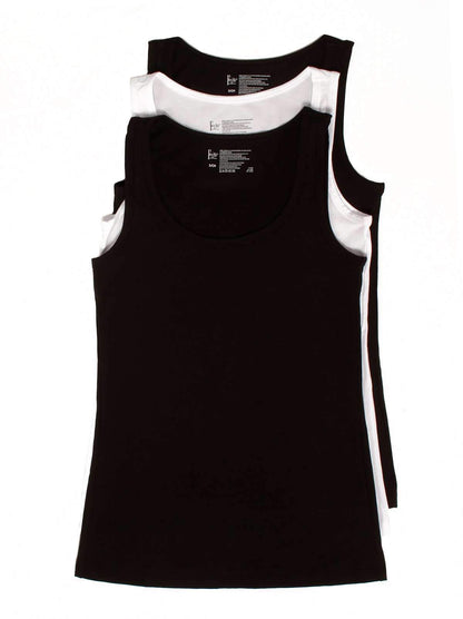 Cotton Modal Stretch Layering Tank Top 3-Pack - Black White | Felina Loungewear
