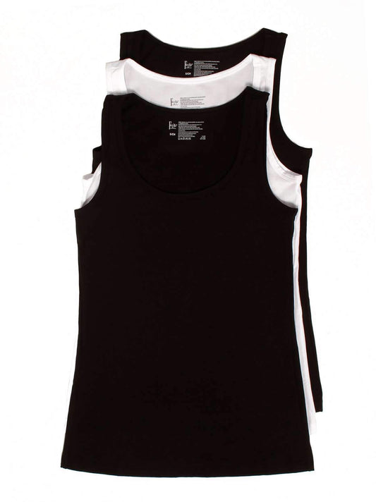 Cotton Modal Stretch Layering Tank Top 3-Pack - Black White | Felina Loungewear
