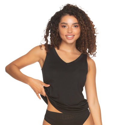 Serene Modal & Lace Reversible Tank - Black | Felina Loungewear