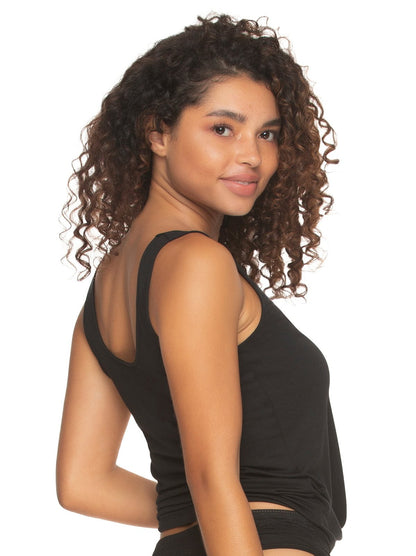 Serene Modal & Lace Reversible Tank - Black | Felina Loungewear